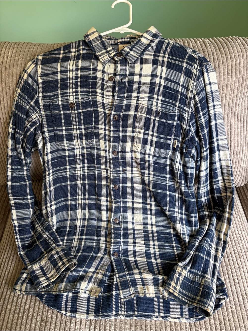 Vans Blue and White Plaid Flannel Shirt